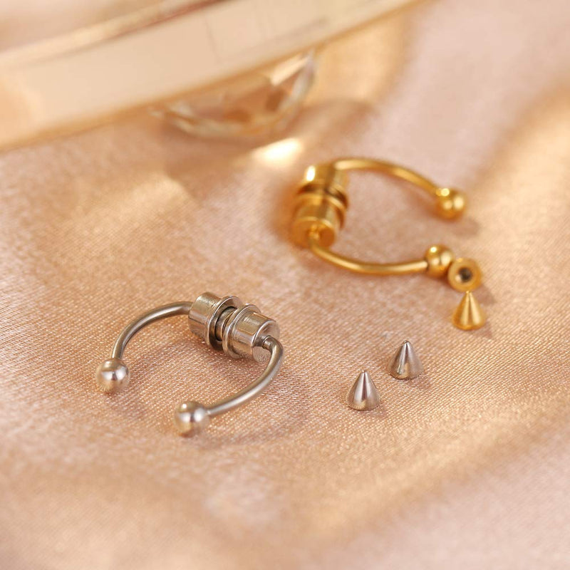 [Australia] - KHKINDPRO Fake Magnetic Septum Nose Rings for Women 3pieces 316L Surgical Stainless Steel Mens Non Piercing Jewelry Silver 