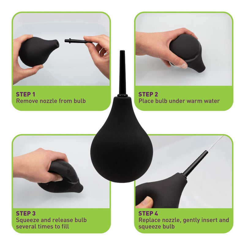 [Australia] - Flents Enema Douche Silicone Bulb for Men and Women, Black Enema Bulb - Black 