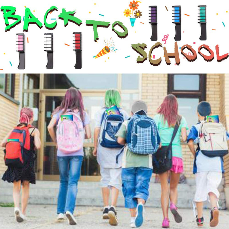 [Australia] - Qivange Hair Chalk Comb, 6 Pcs Temporary Non-Toxic Hair Coloring for Kids, Ideal Cosplay, Halloween, Carnival, Birthday Party Gifts for Girls Boys 