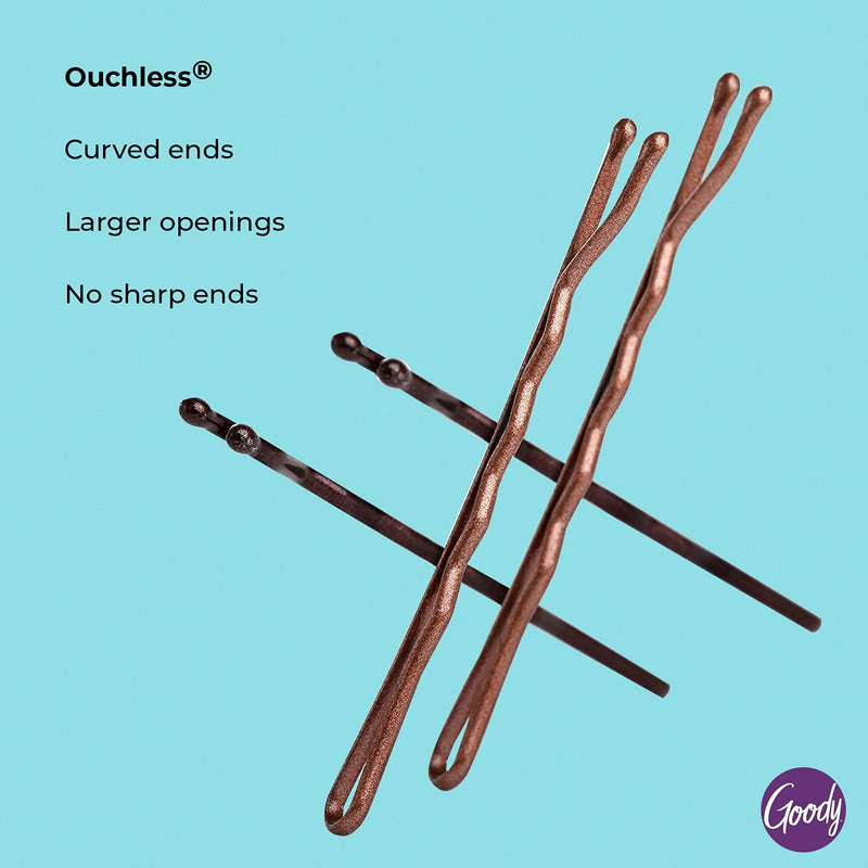 [Australia] - Goody Slideproof Womens Bobby Pin - 48 Count, Crimpled Brown - 2 Inch Pins Help Keep Hairs In Place - Pain Free Hair Accessories to Style With Ease and Keep Your Hair Secured - For All Hair Types 