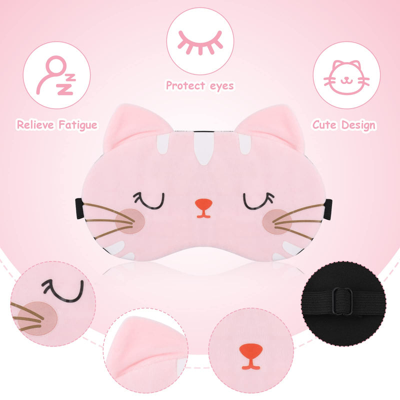 [Australia] - Lusofie 3Pcs Kids Sleep Mask Soft Sleeping Mask with Adjustable Strap Cartoon Cat Sleep Mask for Kids Blindfold Eye Covers Eye Mask for Sleeping Travel Adult White, Pink, Grey( Cat) 