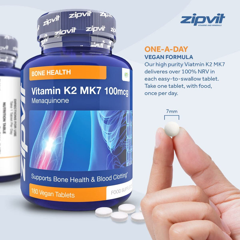 [Australia] - Vitamin K2 MK7 100mcg, 180 Vegan K2 Vitamin Tablets. All Trans Isomer from Natto Vitamin K2 Menaquinone MK7 
