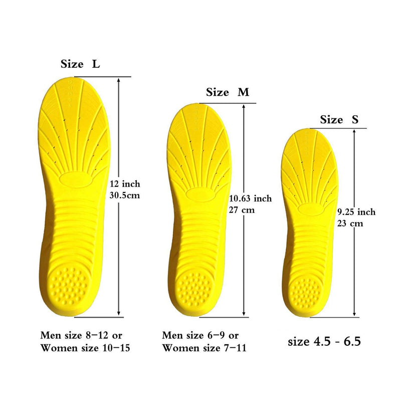 [Australia] - Shoe Insoles, Memory Foam Insoles, Providing Excellent Shock Absorption and Cushioning for Feet Relief, Comfortable Insoles for Men and Women for Everyday Use, S [US : 4.5-6.5] Yellow S [US : 4.5-6.5] 