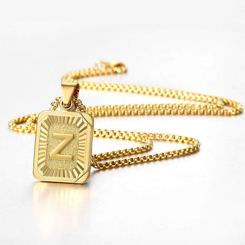 [Australia] - Trendsmax Initial A-Z Letter Pendant Necklace Mens Womens Capital Letter Yellow Gold Plated Stainless Steel Box Chain 22inch S 