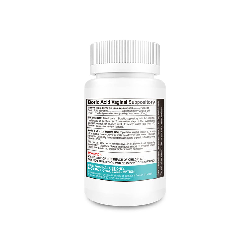 [Australia] - NutraBlast Boric Acid Vaginal Suppositories Complex w/Aloe Vera & FOS Prebiotic Enhancer | All Natural Boriotic | Made in USA (30 Count) 