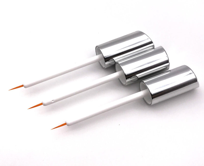 [Australia] - 3 pcs 5ml Silver Acrylic Empty Eyelashes Tube Eyeliner Vials Bottle With Wand Applicators for Eyelash/Eyebrow Growth Serum Castor Oil 