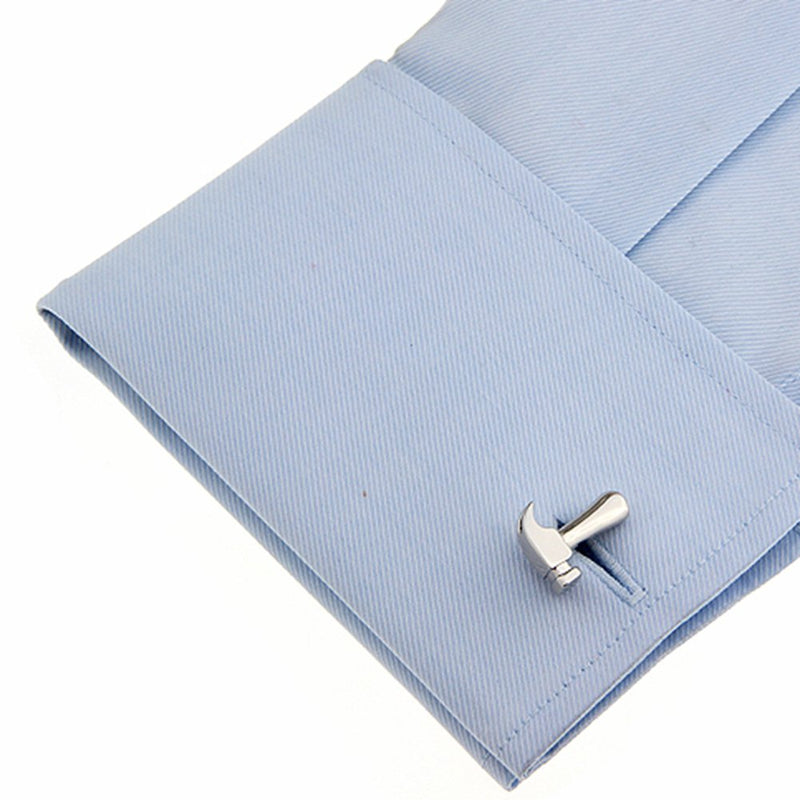 [Australia] - Hammer Cufflinks Silver Smooth Tools Wedding Cuff Links 