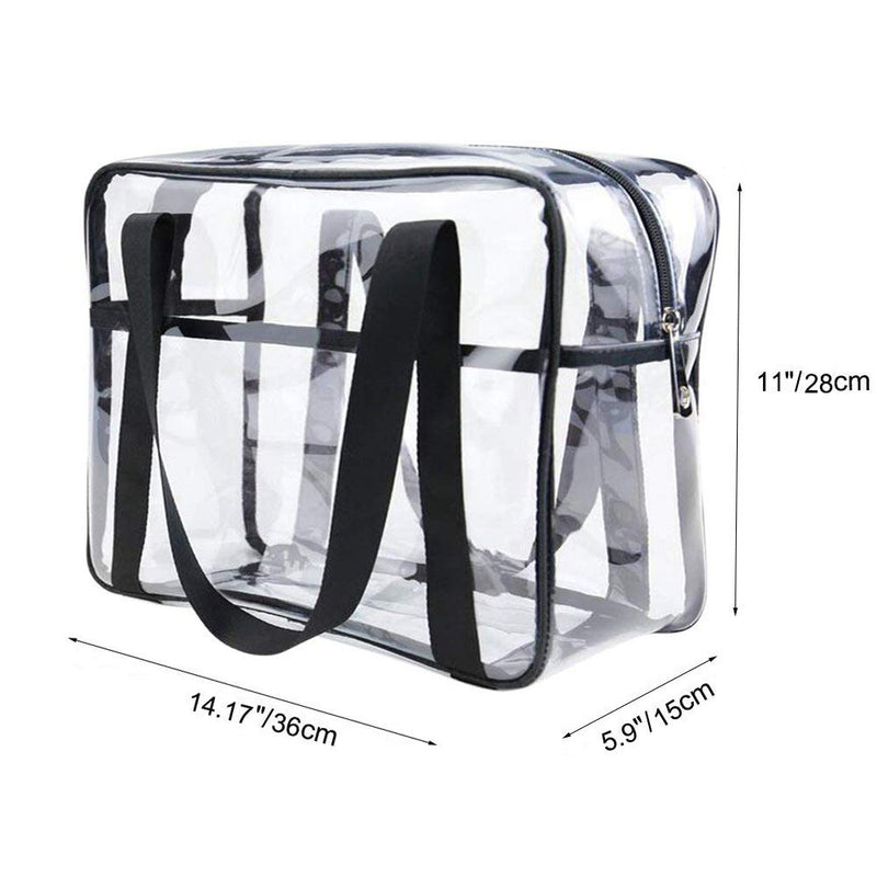 [Australia] - ONEGenug Clear Cosmetics Bag Transparent Tote Bag Thick PVC Zippered Toiletry Carry Pouch Waterproof Makeup Artist Large Bag Diaper Shoulder Bag Beach Bag 