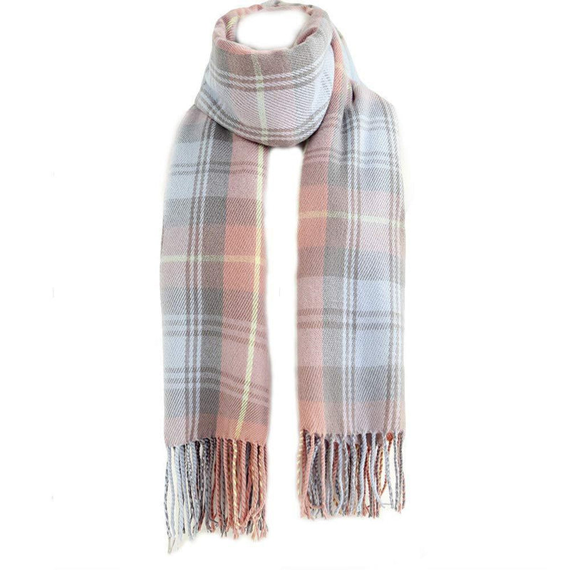[Australia] - Winter Plaid Soft Scarf,Tartan Check Cashmere Scarves Wraps for women Wool Warm Spinning Tassel Shawl Long Stole Pink 