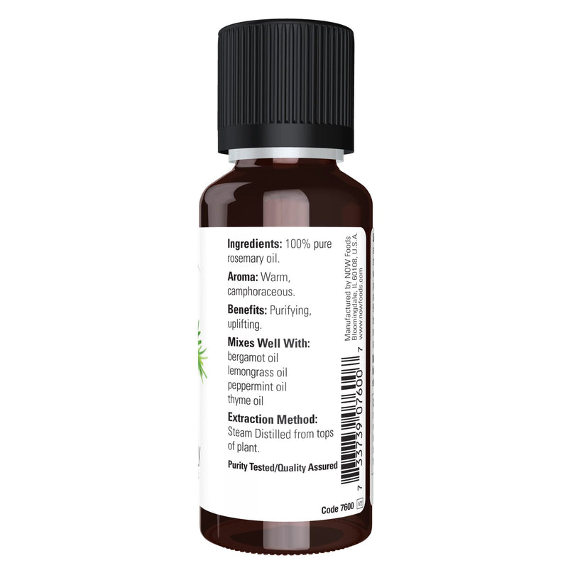 [Australia] - NOW Essential Oils, Rosemary Oil, Purifying Aromatherapy Scent, Steam Distilled, 100% Pure, Vegan, Child Resistant Cap, 1-Ounce 1 Fl Oz (Pack of 1) 