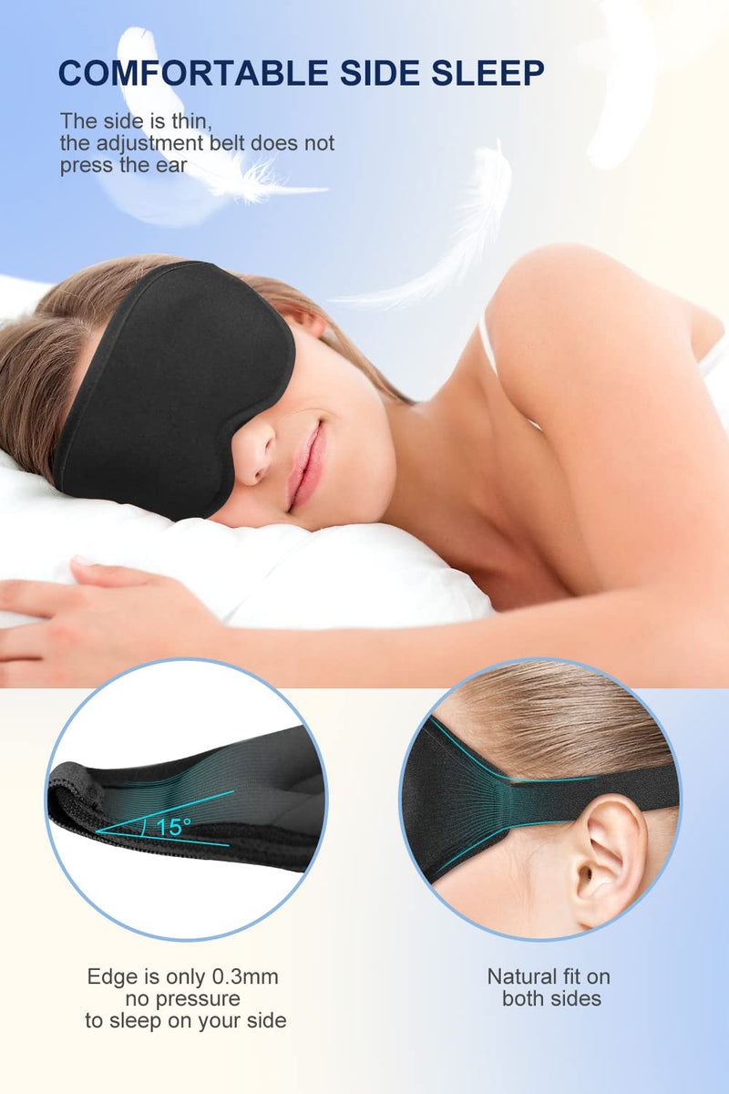 [Australia] - Sleep Mask, 2-Pack of Super Soft and Comfortable 3D Drowsy Sleep Mask, 100% Blackout Sleep Aid Eye Mask for Side Sleepers with Adjustable Straps, Suitable for Travel, Lunch Breaks, Meditation 