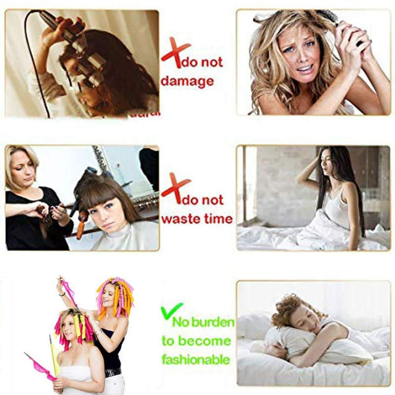 [Australia] - 20 pcs Wave Hair Rollers,Plastic Curling Tools,Hair Curlers Spiral Curls Styling Kit,DIY Hair Rollers Curl Spiral Ringlets Rollers with Styling Hook Tools,for Extra Long Hair Up to 22" (55 cm) 