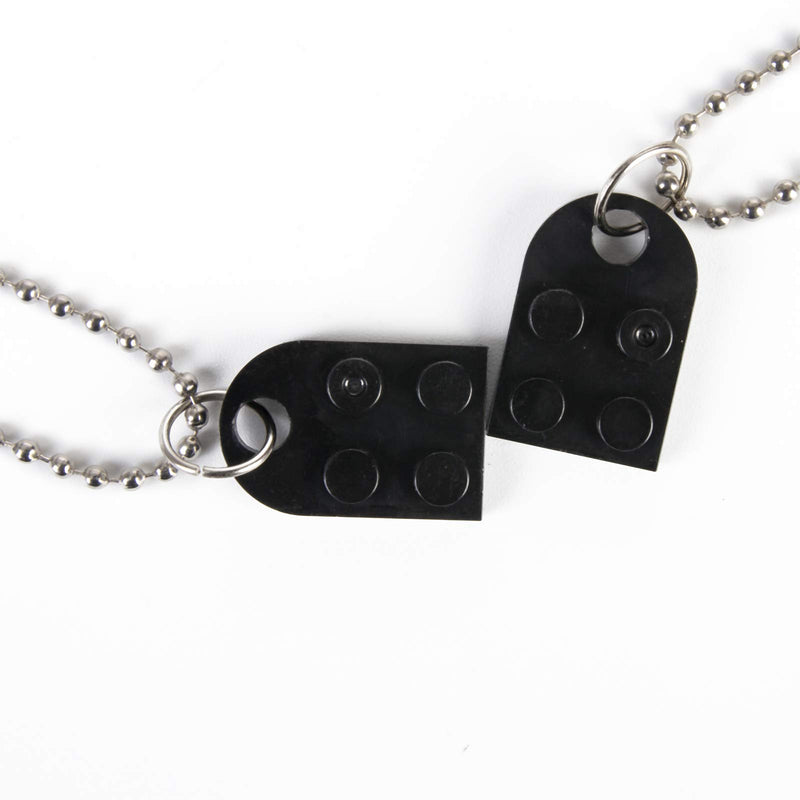 [Australia] - GEAREDC Brick Heart Necklace Set, Matching Necklaces for Couples, BFF Necklace for 2, Daughter Gifts from Mom - TIK Tok Necklaces Black 