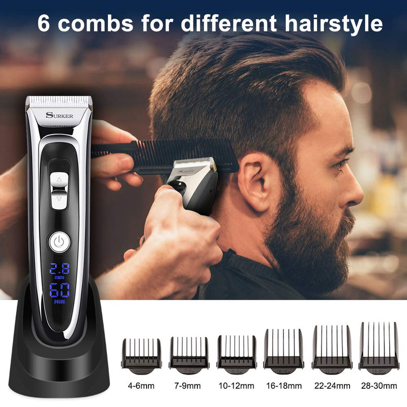 [Australia] - Hair Clippers for Men, Professional Cordless Hair Clippers Haircut Kit, Haircut Beard Trimmer Hair Cutting Set For Men Rechargeable LED Display Black-1 