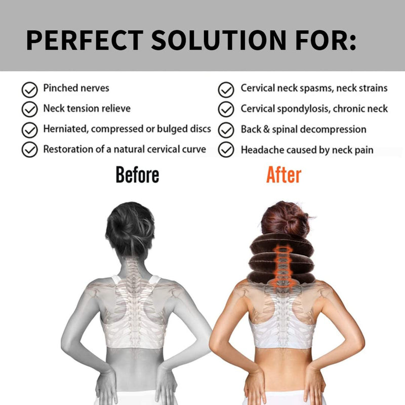 [Australia] - 2022 Inflatable Neck traction for Home use medically approved 3 layers Air Cervical brace device, Spine Shoulder Neck Support for Neck Pain Pinched Nerves & Muscle Strain, Collar Stretcher (One Size) 