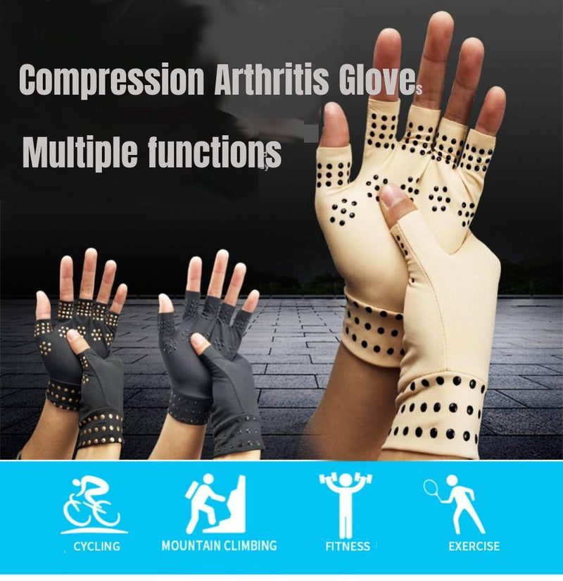 [Australia] - Compression Arthritis Gloves - Magnetic Anti-Arthritis Fingerless Health Therapy Gloves Copper Infused Arthritis Gloves, Compression Therapy, Increases Blood Flow for Women and Men(1 Pair) 
