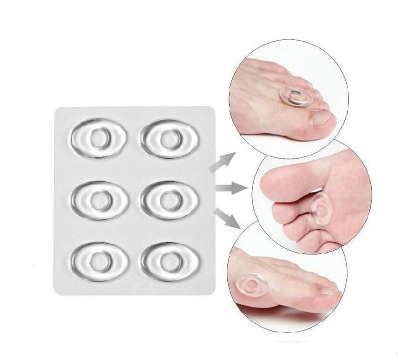 [Australia] - 6 Sheets/36 Pcs Transparent Oval Gel Foot Corn Rings Silicone Callus Cushions Soft Sticky Foot Protector Corn Pads Toe Pads Self Adhesive Back Heel Sticker Shoes Sticker 