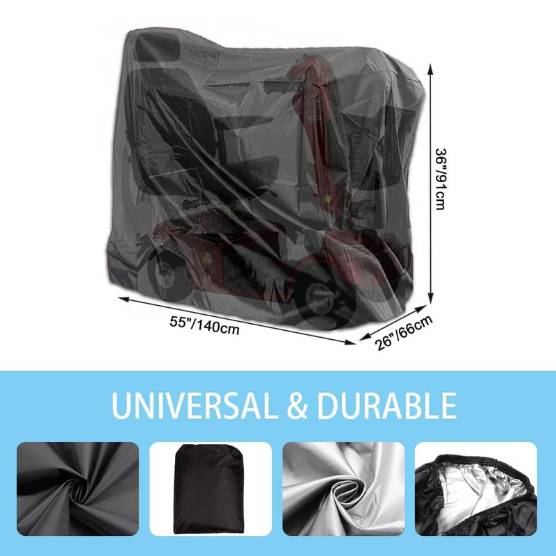 [Australia] - VVHOOY Mobility Scooter Cover, 210D Oxford Heavy Duty Waterproof 4 Wheel Power Scooter Travel Storage Cover All-Weather Outdoor Protection 55 x 26 x 36 inch/140 x 66 x 91 cm 