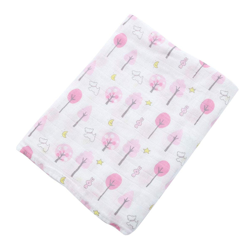 [Australia] - BuxiuGK Baby Muslin Cloths Soft Bamboo Cotton Baby Swaddle Blanket Muslin Squares for Baby Girl or Boy,120cm X 110cm/47"x43",Pink tree Pink Tree 