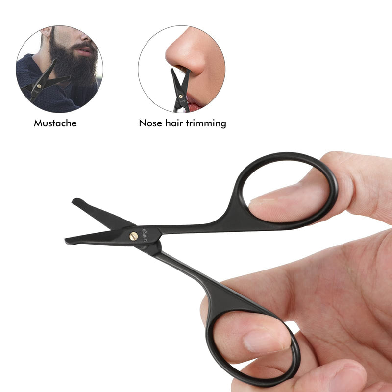 [Australia] - LIVINGO 9CM Premium Nose Hair Scissors, Curved Safety Blades with Rounded Tip for Trimming Small Details Facial Hair, Ear Hair, Eyebrow (Black) Black Curved 