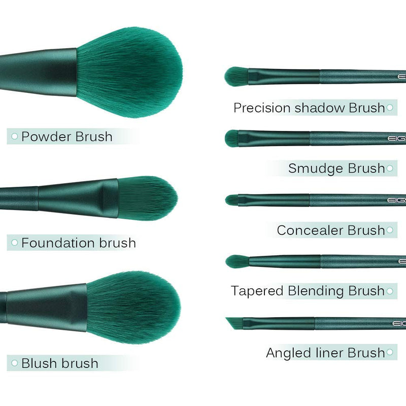 [Australia] - Makeup Brushes, Eigshow Premium Makeup Brush Set Synthetic Cosmetics Foundation Powder Concealers Blending Eye Shadows Face Kabuki Makeup Brush Sets (8pcs, Green) Jade Green 8pcs 