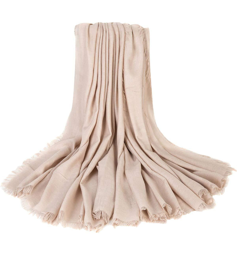 [Australia] - Superora Women Scarf Large Size 140 * 140cm Evening Stoles Square Blanket Solid Colour Wrap Shawl Chic Stole Muffler Warm Solid Colour for Daily Wedding Evening with Fringed Edges 55*55in 140*140cm Beige 