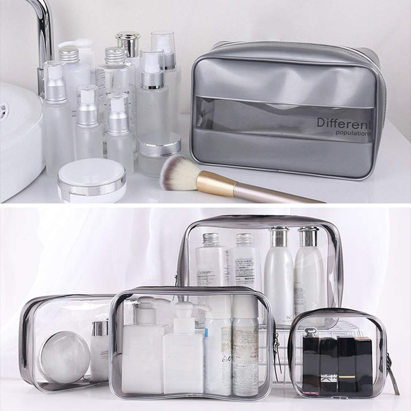 [Australia] - 5 PACKS Clear Cosmetics Makeup Bags, HOSTK PVC Waterproof Toiletry Bag Transparent Zipper Bag Cosmetic Storage Bag Makeup Beauty Wash Organizer Carry Pouch Portable Travel Luggage Organizing 