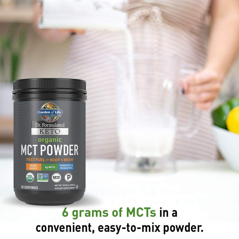 [Australia] - Garden of Life Dr. Formulated Keto Organic MCT Powder - 30 Servings, 6g MCTs from Coconuts Plus Prebiotic Fiber & Probiotics, Certified Organic, Non-GMO, Vegan, Gluten Free, Ketogenic & Paleo 