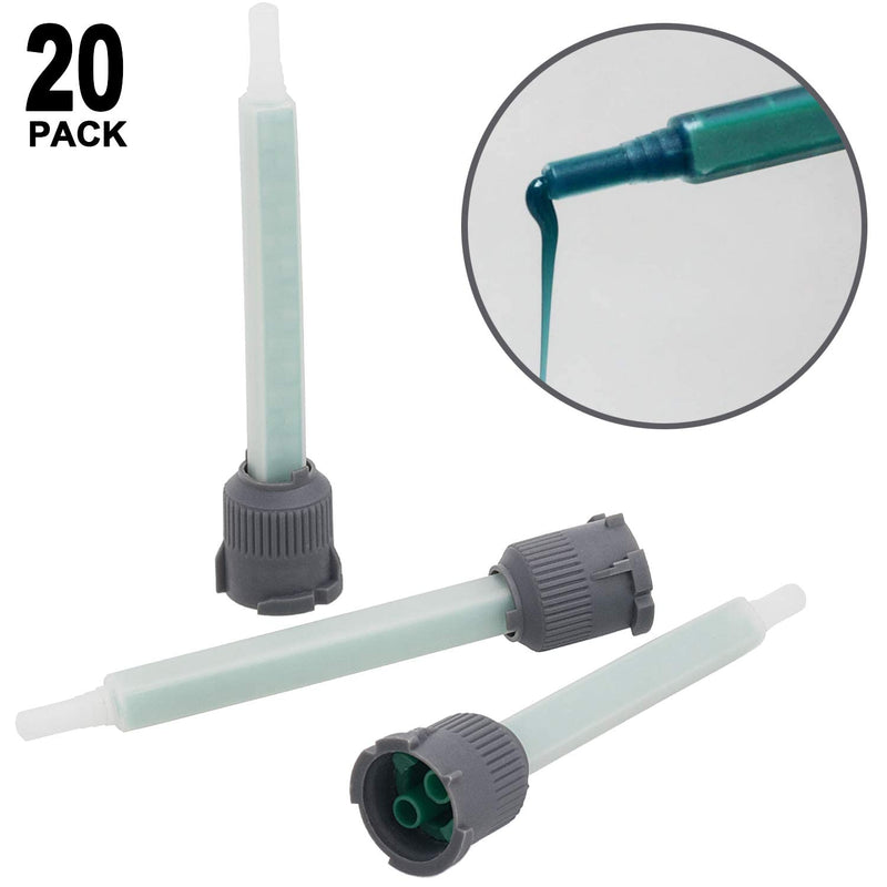 [Australia] - PAGOW 20 Pcs Epoxy Mixing Nozzle Tip, Resin Mixer Adhesive Gun Nozzles for Mix, Gun Applicatior for 50ml/1.7oz AB Glue Cartridge Glue Gun(1:1Ratio) 