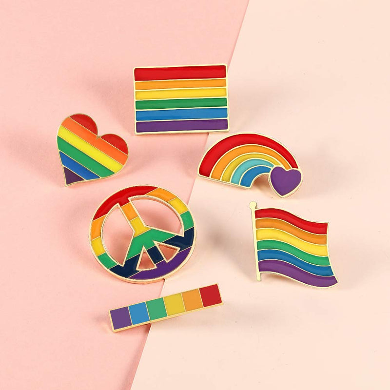 [Australia] - Tinsow Pride Gay Rainbow Flag Lapel Pins Enamel LGBT Lapel Pins Rainbow Brooch Decoration for Clothes and Bags (6) 6 
