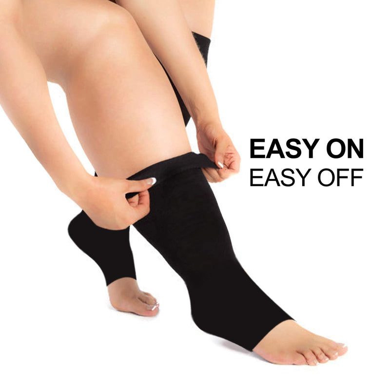 [Australia] - Zeta Socks Open Toe XXXL 26 Inch Wide Calf Plus Size Compression 20-30 mmHg for Fatigue, Pain, Leg Swelling, Soothing Comfy Gradient Support, Prevents Swelling, Pain, Edema, DVT (1 Pair) Black 
