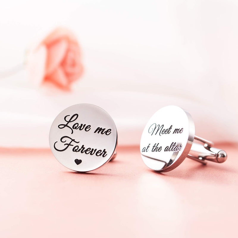 [Australia] - Melix Home Stainless Steel CuffLinks for Men Groom Meet Me at The Altar Wedding Gifts Cuff Links love you forever 