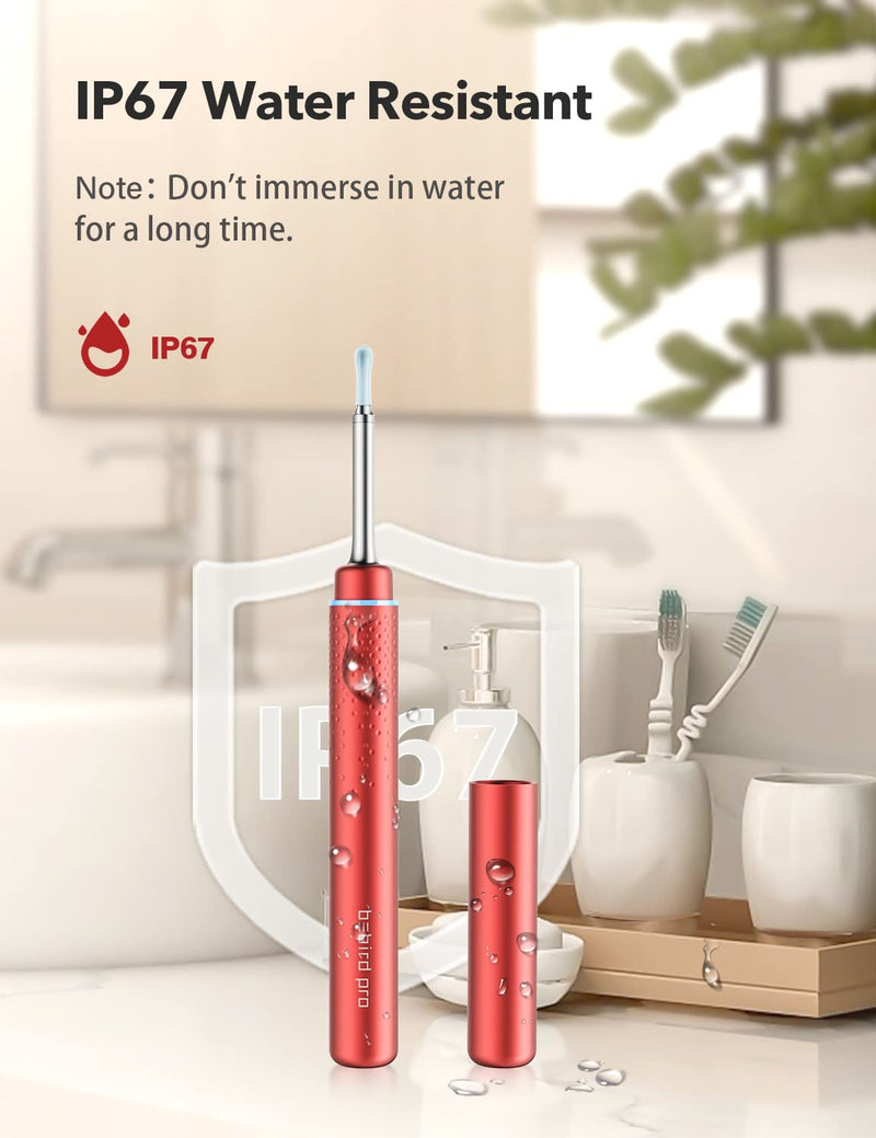 [Australia] - BEBIRDPRO Ear Wax Removal Tool Safely Cleaning Ear Canal at Home,Ear Cleaner with HD Camera and 6 LED Lights, Ear Camera and Wax Remover for iOS, Android Smart Phones M9, Red 