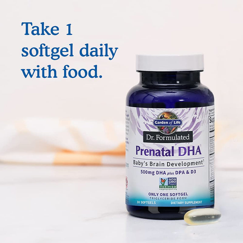 [Australia] - Garden of Life Dr. Formulated Prenatal DHA Fish Oil - 500mg DHA & DPA in Triglyceride Form 100% DV Vitamin D3, Single Source, Mercury Free Omega 3 DHA Supplements for Women's Health, 30 Softgels 