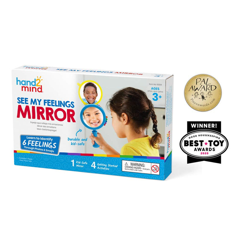 [Australia] - hand2mind See My Feelings Mirror, Social Emotional Learning Mirror, Sensory Toys for Toddler Learning, Anxiety Relief for Kids, Mindfulness for Kids, Unbreakable Mirror for Kids (Pack of 1) Set of 1 