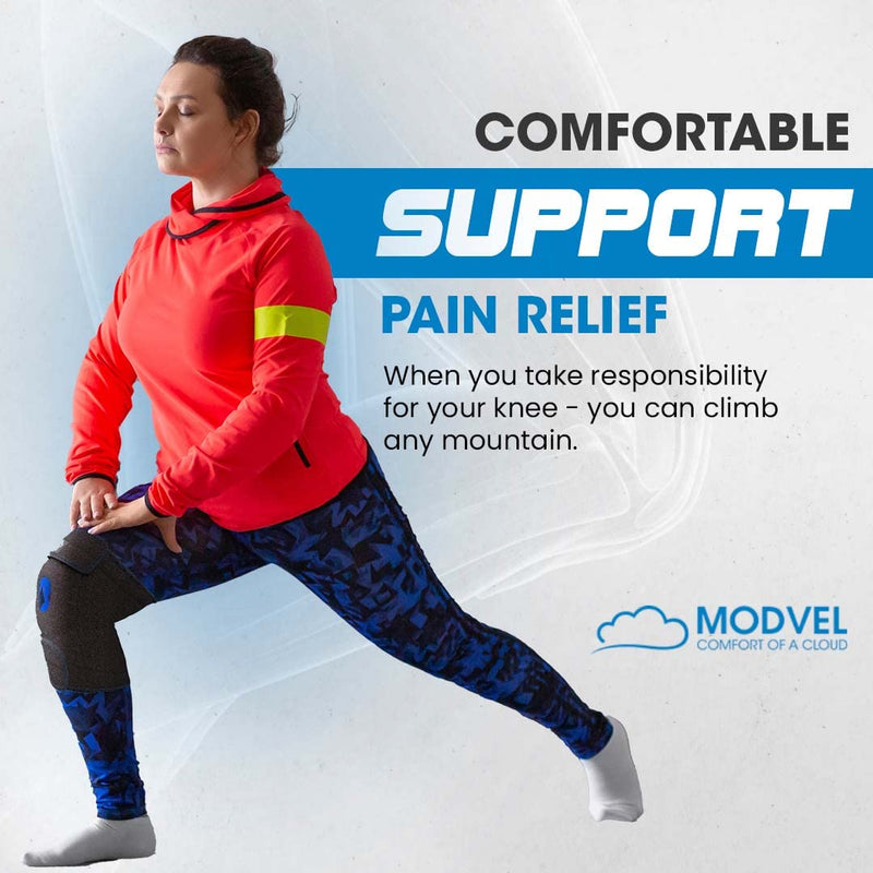 [Australia] - MODVEL Knee Brace with Side Stabilizers | FSA or HSA eligible | Patella Gel Pads Knee Support Braces for Knee Pain, Meniscus Tear,ACL,MCL,Arthritis, Joint Pain Relief,Injury Recovery-4 Sizes. Black XX-Large 