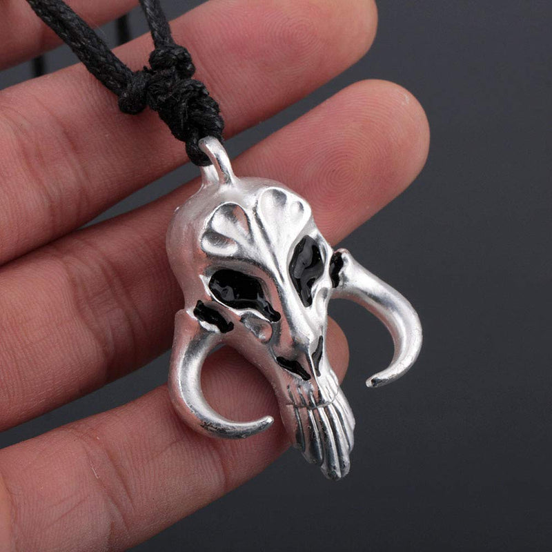 [Australia] - HANRESHE Mandalorian Symbol Necklace Boba Mythosaur Pendant Chain Bounty Hunter Skull Pendants Punk Jewelry for Men Gift 