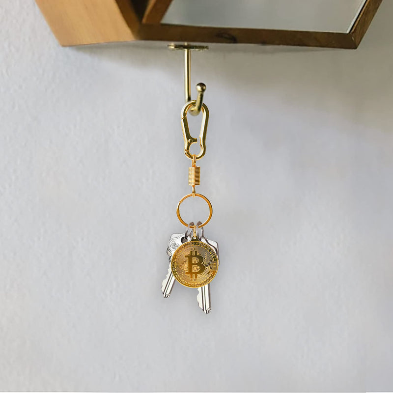 [Australia] - 1 Pcs Bitcoin Coin Keychain Gold Plate BTC Coin Key Chain Cryptocurrency Coin 