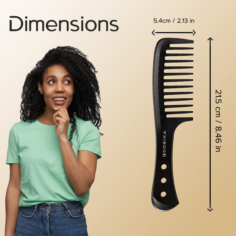 [Australia] - Boorika Wide Tooth Comb – Smooth & Sturdy Wide Tooth Comb for Curls – Curl Comb for Long Wet or Curly hair - Heat Resistant & Anti-Static Styling Comb 