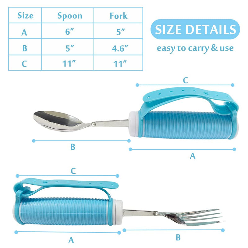 [Australia] - Elderly Silicone Aid Tableware - Spoon & Fork Food Eating Daily Living Accessories for Disabled, Handicapped (Fork & Spood) Fork & Spood 
