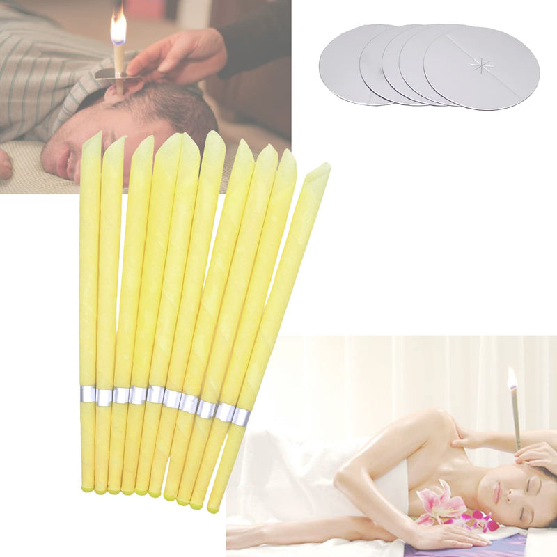 [Australia] - Ear Candles Hopi 10 pcs - Natural Ear Candles Beeswax Candling Cones with 5 Protective Disks (Yellow) Yellow 