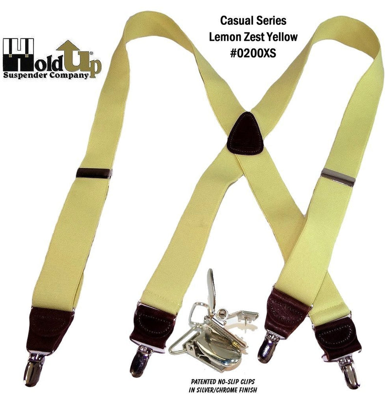 [Australia] - Hold-Ups Yellow 1 1/2" wide Hold-Up Suspenders X-Back Patented No-slip Silver Clips 