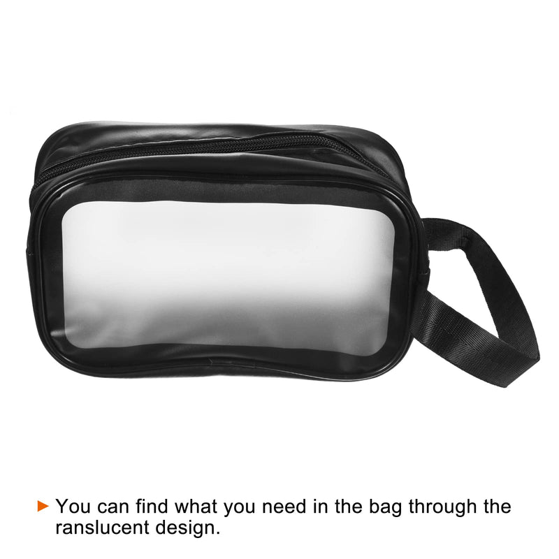 [Australia] - PATIKIL 4.7"x8.3"x2.8" Clear Toiletry Bag, 2 Pack PVC Makeup Bags Cosmetic Pouch with Zipper Handle for Travel Home Storage, Black 