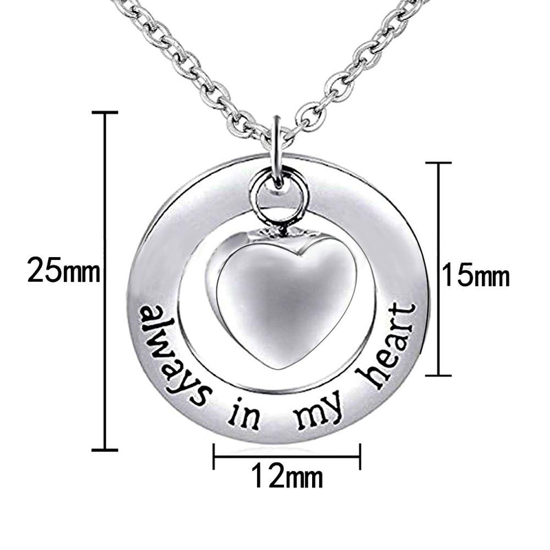 [Australia] - JMQJewelry Urn Necklaces for Ashes Memorial Cremation Women Men Always in My Heart Keepsake Ashes Pendant Jewelry Grandma 
