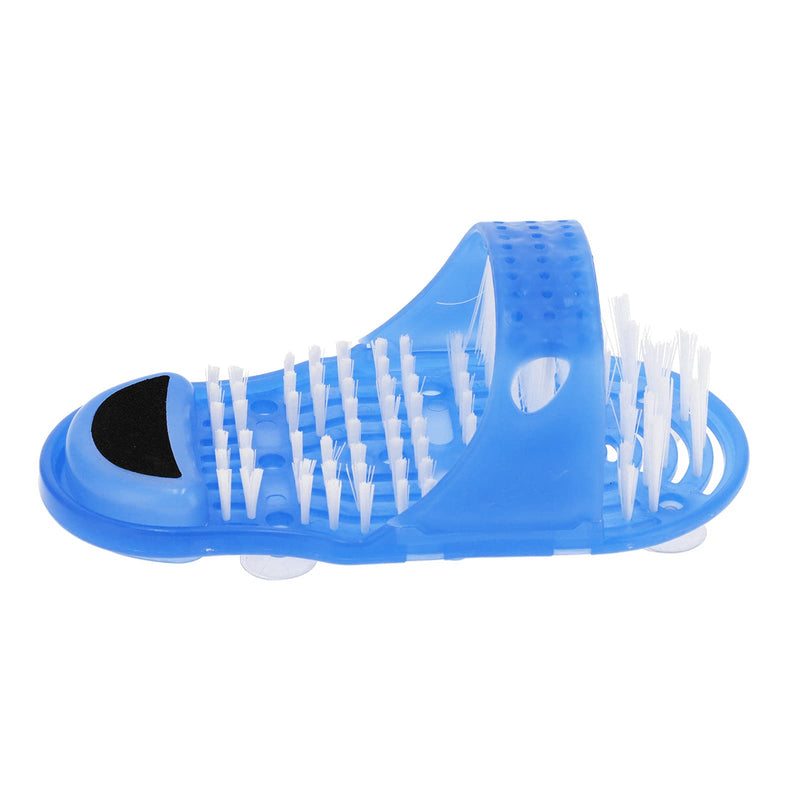 [Australia] - Garosa Shower Foot Scrubber Shoe 1 Pair of Foot Cleaning Brushes Plastic Exfoliating Foot Massager Cleaner Bath Shoes with Suction Cup Blue,Bath Supplies 