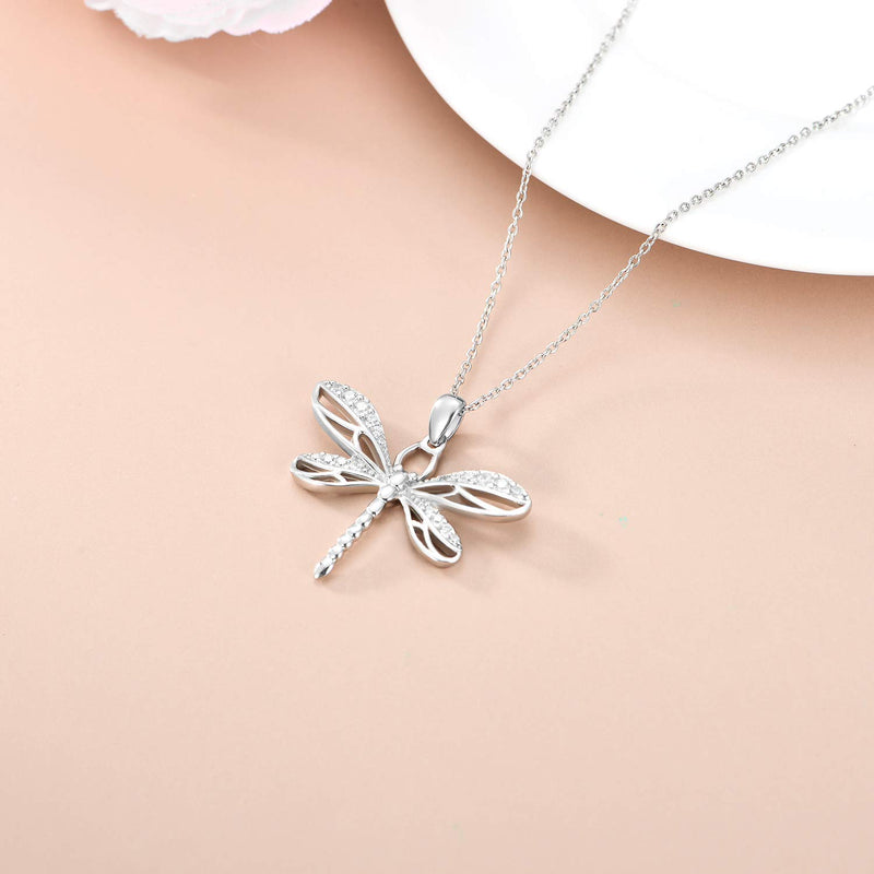 [Australia] - 925 Sterling Silver Dragonfly Necklace Dragonfly Gifts for Women Lover Girls Dragonfly Pendant Jewelry 