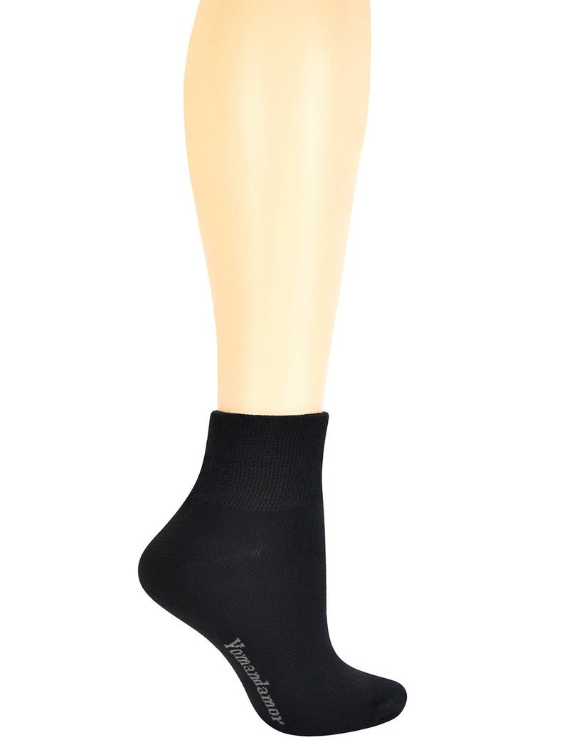 [Australia] - Yomandamor Women's Non-binding Bamboo Flat Knit Ankle Casual/Diabetic Socks with Seamless Toe,5 Pairs L size 9-11 5 Pairs Black 