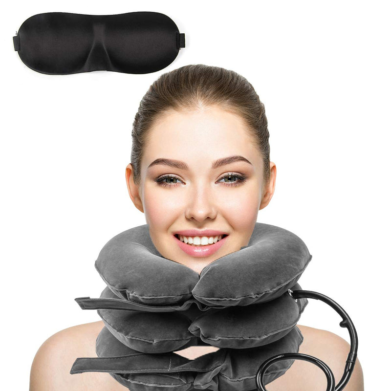 [Australia] - Zhichengbosi Neck Traction Device, 3 Layers Inflatable Neck Traction Reduce Head & Shoulder Pain, Adjustable Cervical Neck Stretcher Collar 