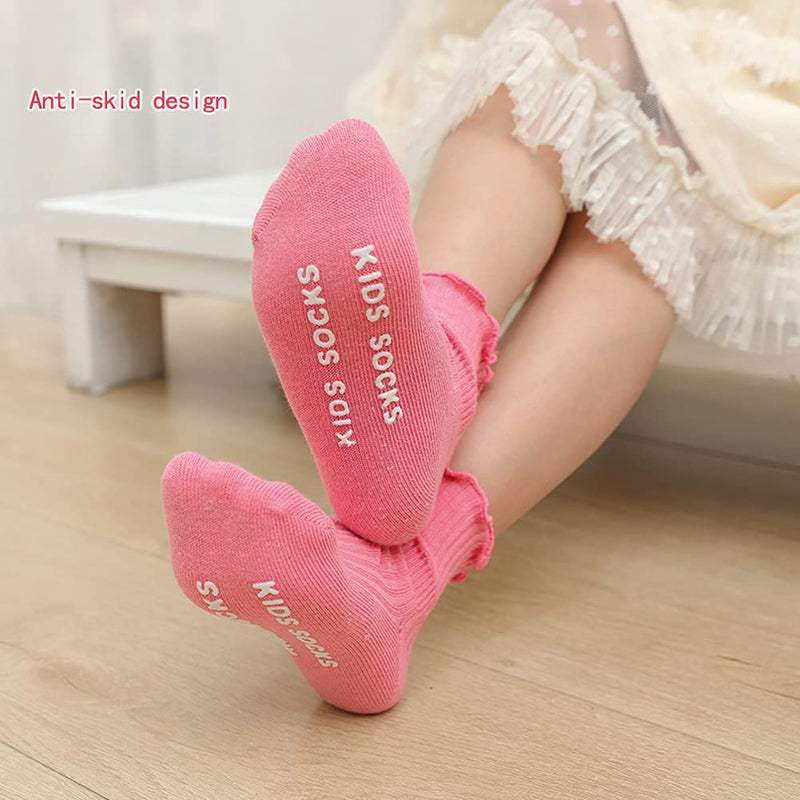 [Australia] - Toddler Anti Slip Non Skid Socks Baby Little Girls Frilly Ruffle 6 Pairs 0-12 Months Frilly 6 Pairs 