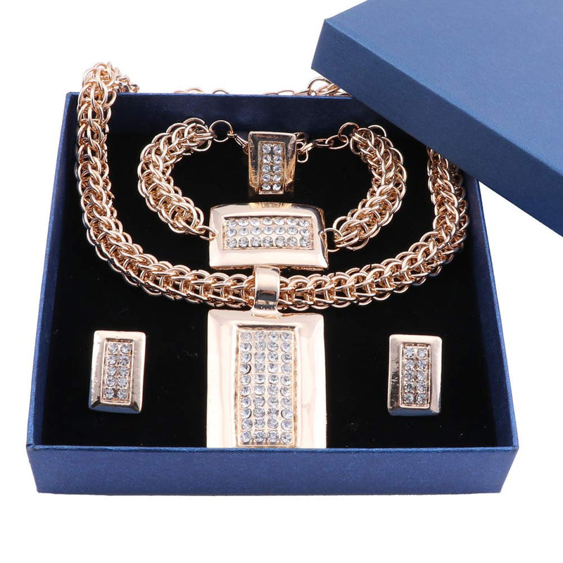 [Australia] - WANG Fashion Dubai Crystal African Beads Jewelry Set Necklace Earring Bracelet Ring 